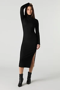 Ribbed Turtleneck Midi Sweater Dress