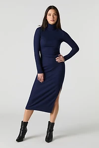Ribbed Turtleneck Midi Sweater Dress