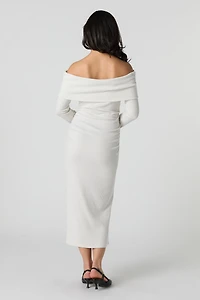 Ribbed Off Shoulder Maxi Sweater Dress