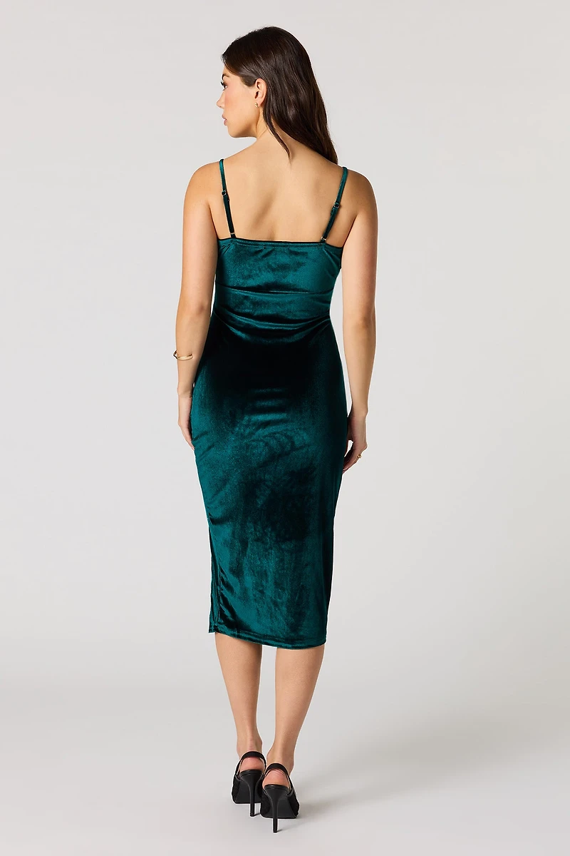 Robe midi en velours avec fente