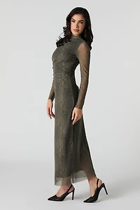 Robe-chandail imprimée avec superposition en filet