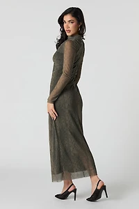 Robe-chandail imprimée avec superposition en filet