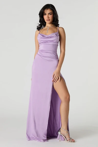 Robe maxi croisée lacée au dos avec col châle