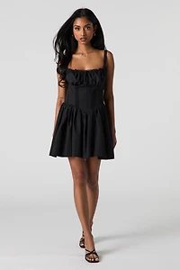 Minirobe corset avec liséré de dentelle