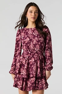 Flowy Ruffle Tiered Long Sleeve Mini Dress
