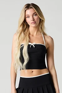 Contrast Bow Halter Top