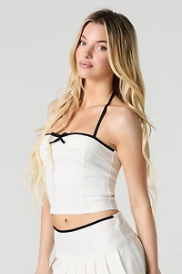 Contrast Bow Halter Top