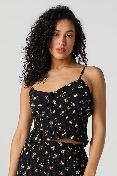 Floral Smocked Cropped Cami