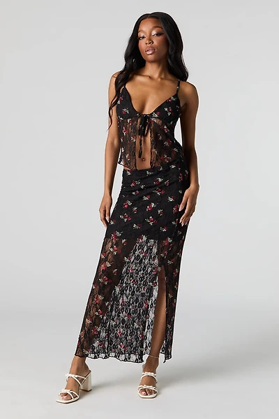 Jupe maxi en dentelle fleurie