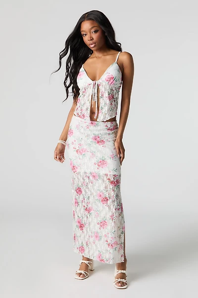 Jupe maxi en dentelle fleurie