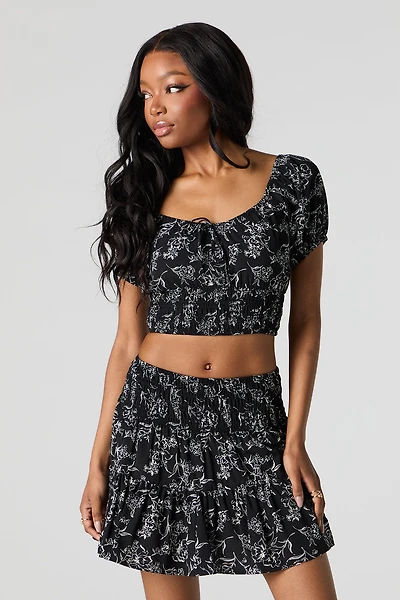 Floral Tiered Mini Skort