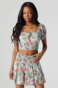 Floral Tiered Mini Skort
