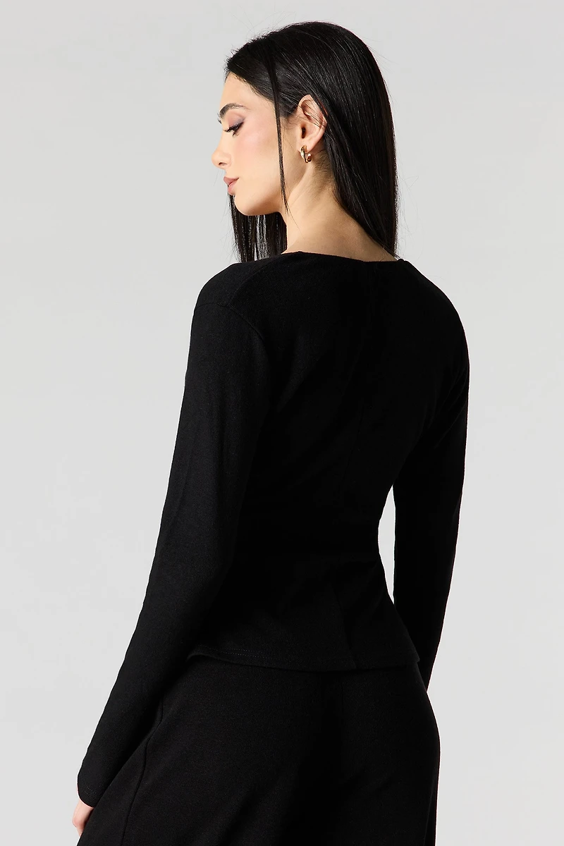 Metal Ring Wrap Long Sleeve Top