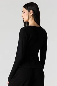 Metal Ring Wrap Long Sleeve Top