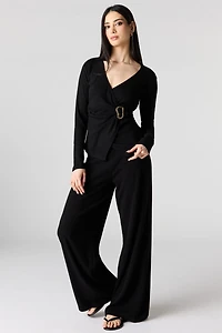 Metal Ring Wrap Long Sleeve Top