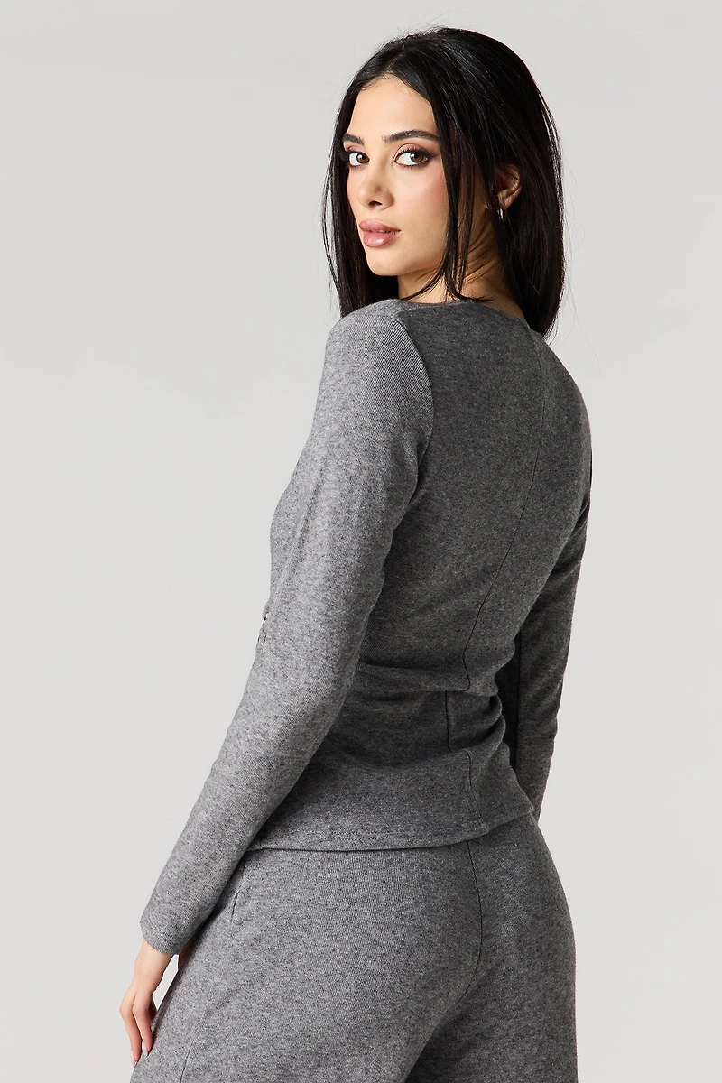 Metal Ring Wrap Long Sleeve Top