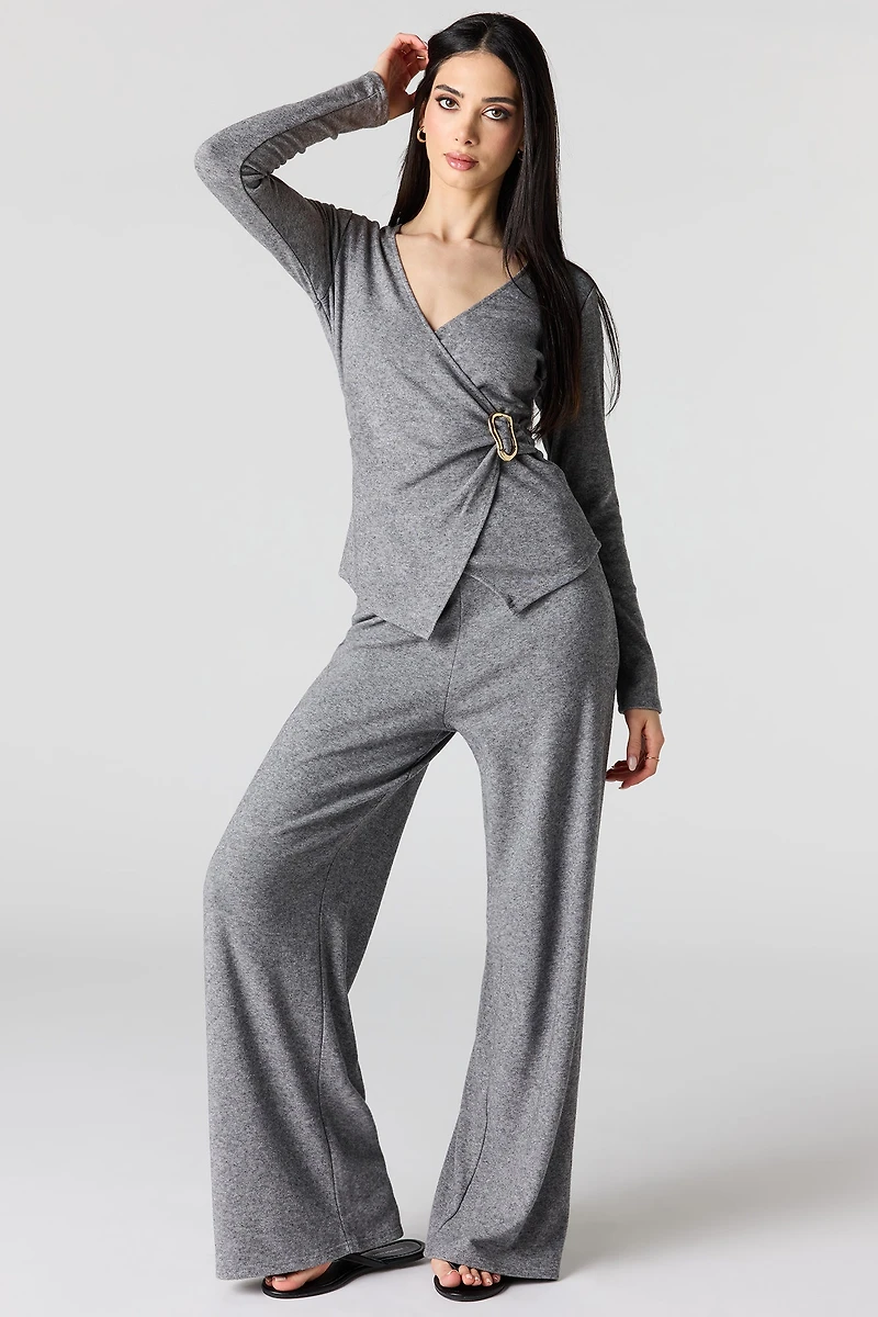 Metal Ring Wrap Long Sleeve Top
