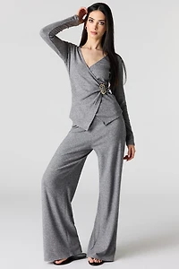 Metal Ring Wrap Long Sleeve Top