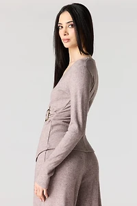 Metal Ring Wrap Long Sleeve Top