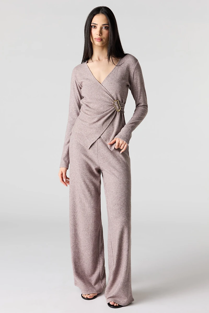 Metal Ring Wrap Long Sleeve Top