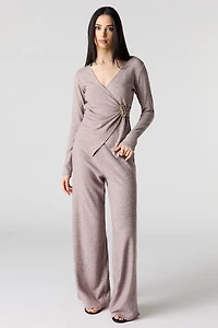 Metal Ring Wrap Long Sleeve Top