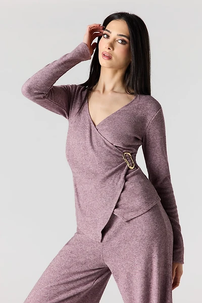 Metal Ring Wrap Long Sleeve Top