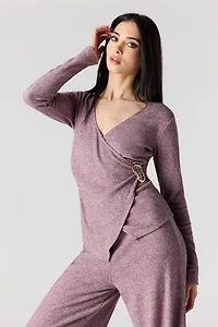 Metal Ring Wrap Long Sleeve Top