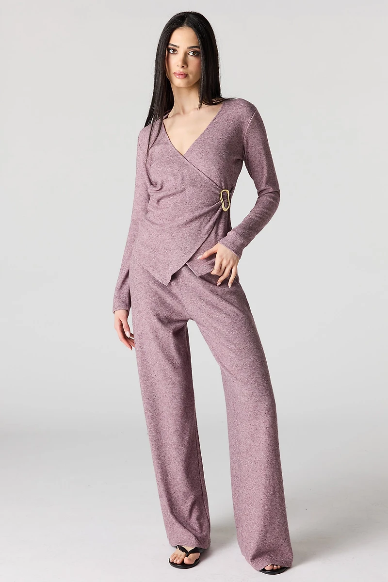 Metal Ring Wrap Long Sleeve Top
