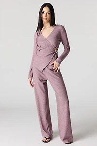Metal Ring Wrap Long Sleeve Top
