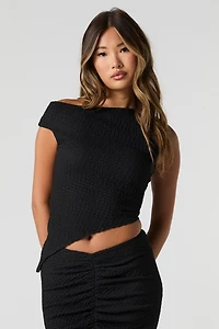 Textured Asymmetrical Off Shoulder Top