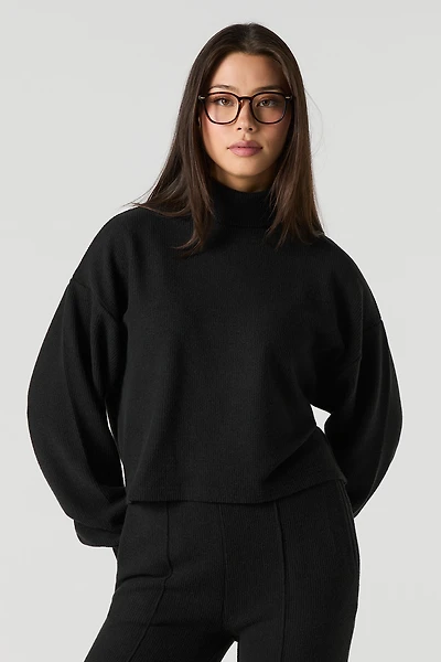 Ribbed Knit Turtleneck Sweater