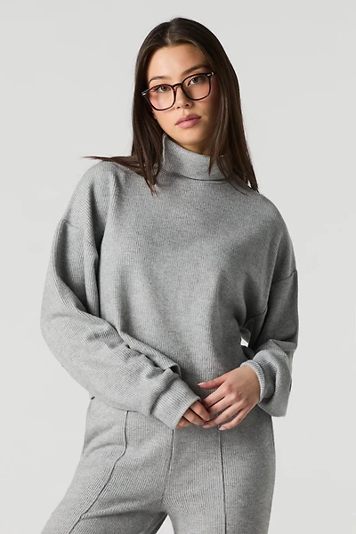Ribbed Knit Turtleneck Sweater