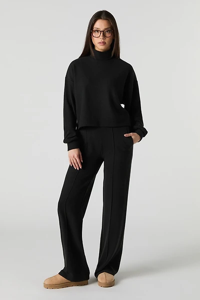 Pantalon en tricot côtelé et jambe large