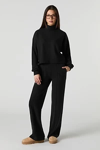 Pantalon en tricot côtelé et jambe large