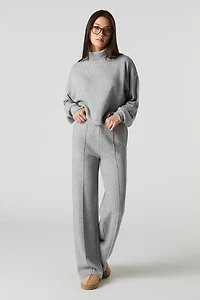 Ribbed Knit Wide Leg Pant