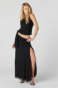 Mesh Slit Maxi Skirt