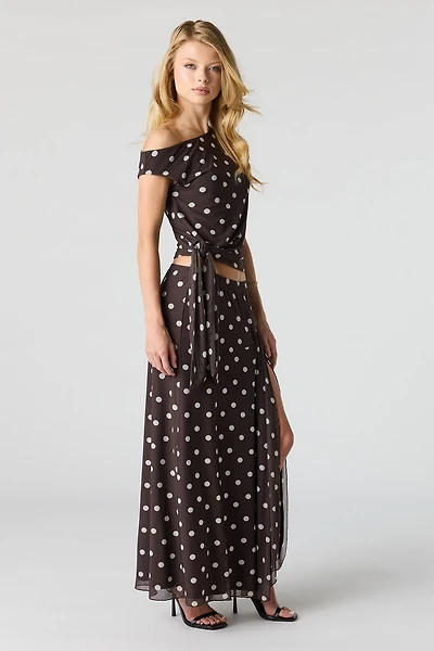 Jupe maxi en filet avec fente