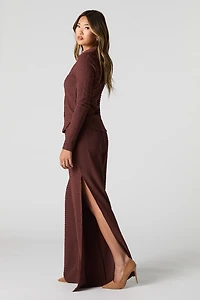 Pantalon texturé à jambe large et fente