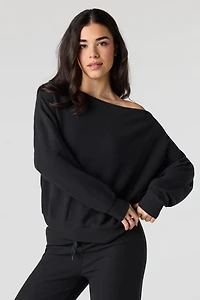 Waffle Knit Off Shoulder Top