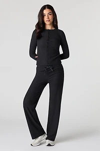 Waffle Knit Straight Leg Pant