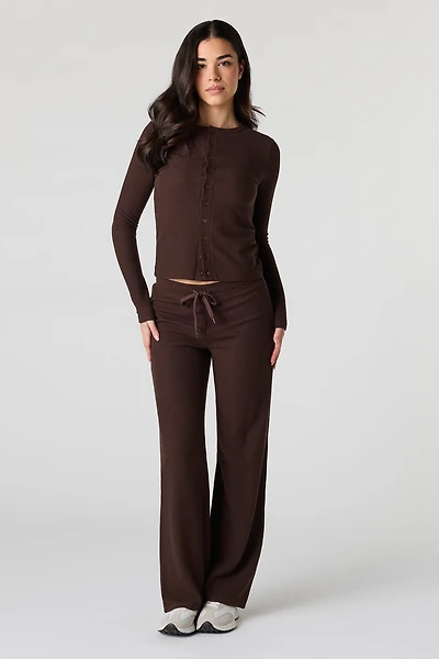 Pantalon à jambe droite en tricot gaufré
