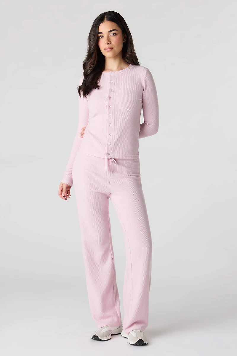 Waffle Knit Straight Leg Pant