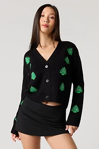Christmas Embroidered Knit Cardigan