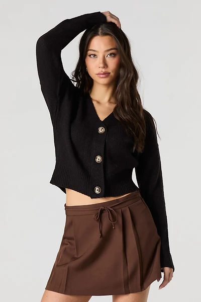 Mossy Knit Button-Up Cardigan