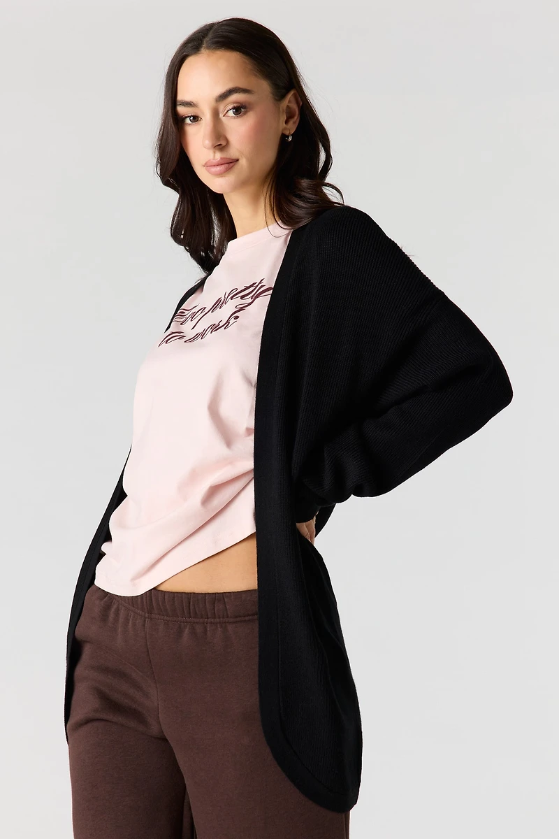 Ribbed Open Front Cardigan