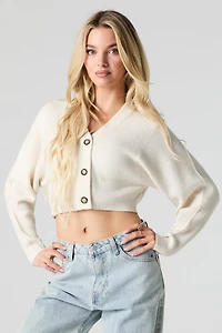 Cardigan boutonné en tricot côtelé