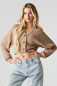 Ribbed Knit Button Front Cardigan