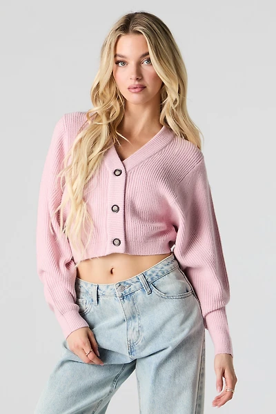 Cardigan boutonné en tricot côtel