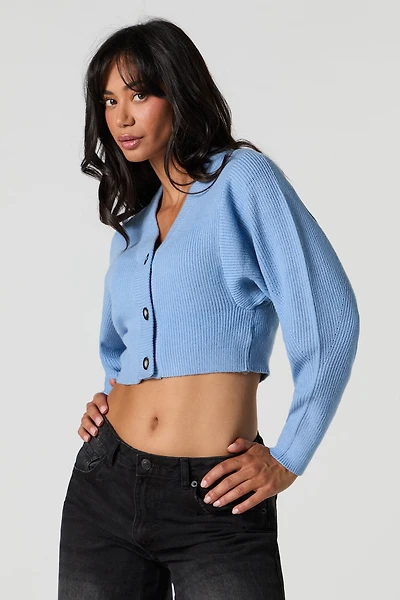 Ribbed Knit Cropped Cardigan