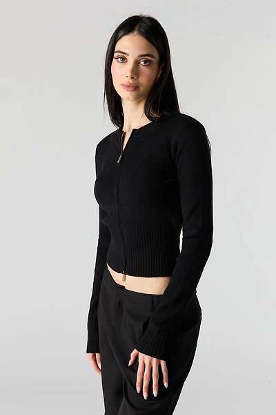 Zip-Up Knit Sweater
